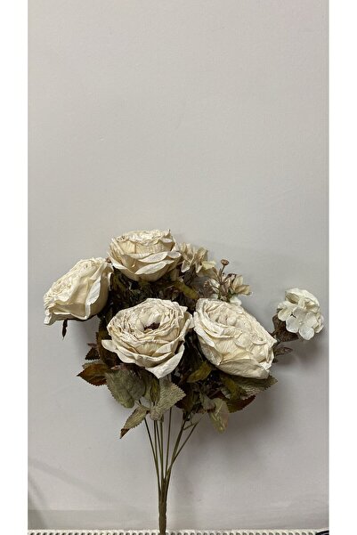 elif aksesuar Pastel Gül Ortanca Aranjman Demet Krem 48,5cm