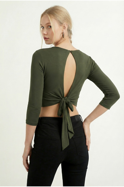 Sienza Women's Backless Tie-Up Crop Blouse