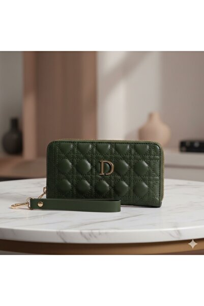 Myka Tasarım Haki Yeşil Cüzdan 19,5 x 10,5 x 3 cm Fermuarlı Kartlık ve Bozuk ...