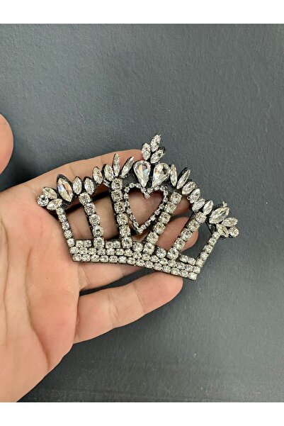 Gönülden Tasarım Zircon Stone Crown Embroidery Applique 10X7 cm