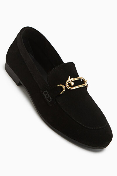 Limoya Alessa Genuine Leather Black Buckle Loafer Women's Casual Moccasin Shoes