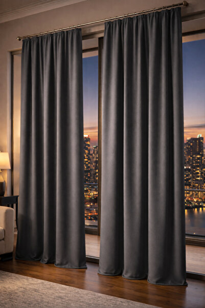 exelance home PERDELE OPACĂ PENTRU PROTECȚIE SOLARĂ, CULOARE ANTRACIT GRI ÎNC...