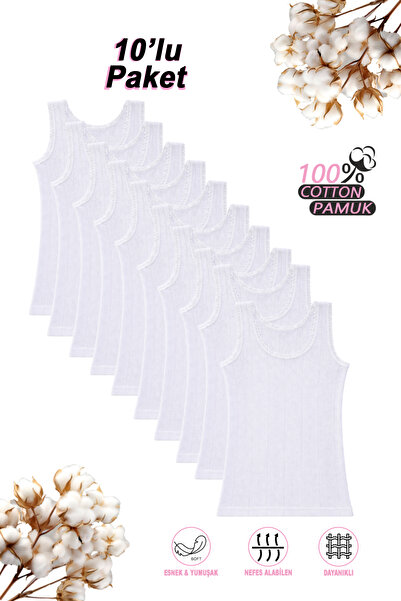 ÖZKAN underwear Özkan 42774 10-Pack Girls' 100% Cotton Transfer Ribbed Flexib...