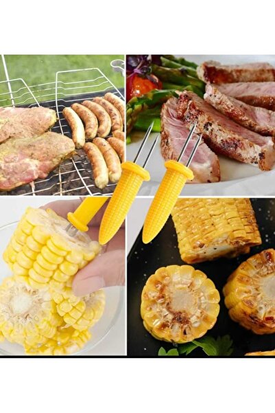 ÇEÇEN HOME قطعتان من حامل الذرة المسلوقة، أسياخ للكوز الذرة، حامل للكوز، ملحق...