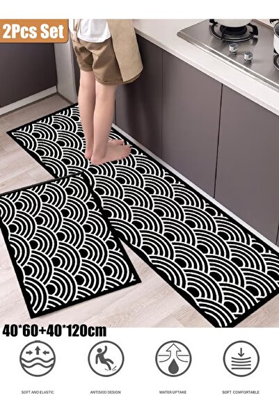 Generic 2PCS Kitchen Mat 40*60+40*120cm Non-Slip Kitchen Rugs Comfort Carpet ...