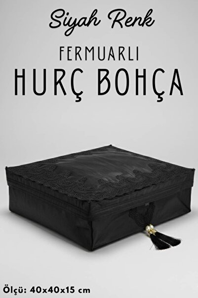 Dantelux Keten Dantelli Hurç Bohça (Siyah Büyük Boy)