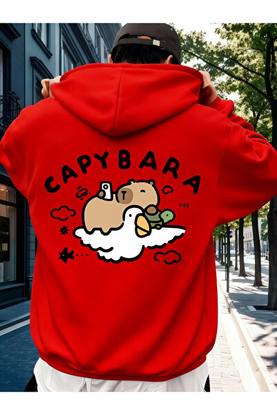 ELAN WEAR Back Printed Hooded Oversized Black Sweatshirt with Kangaroo Pocket