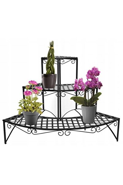 Selgot Corner Pergola for Flowers with 3 Shelves 60x60x60 cm, Black