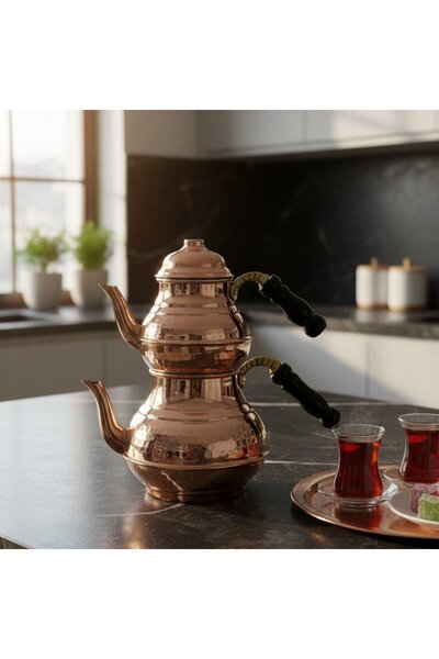 Yardımcı Bakır Since 1997 Copper Hand Hammered Corded Teapot