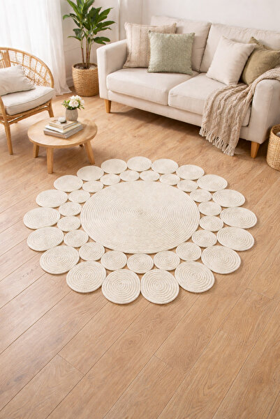 MMSGHOMEDECOR Hasır Çiçek Desenli Halı