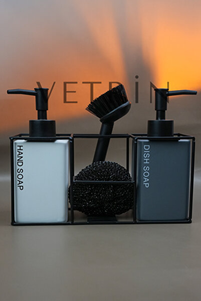 VETRİN Metal Standlı Fırçalı ve Süngerli 2'li Sabunluk Takımı