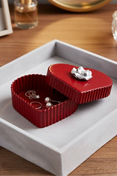 Uretti - Hülya 6683 Handmade Heart-Shaped Decorative Polyester Jewelry Box - ...
