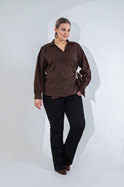 Roxxlen بنطلون جينز أسود إسباني للنساء مقاس كبير