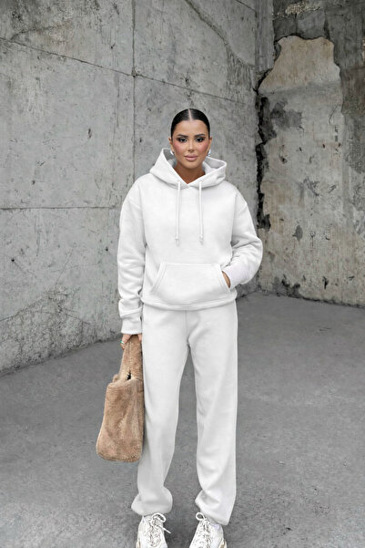 YAKAMEL طقم رياضي نسائي مكون من مبطن بالصوف قطع ذو نسيج ناعم وخصر عالٍ KA بغط...