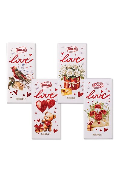 Bolçi Sütlü İnce Tablet Çikolata 30g (Sevgililer Günü) x 12 Adet