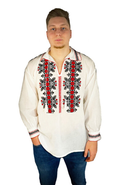 rody's forever Men's blouse R21, white/burgundy red, size XL