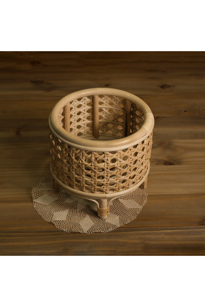 Hatidizayn El Yapımı Ayaklı Hasır Yuvarlak Sepet | Ev & Bebek Odası Dekoratif...