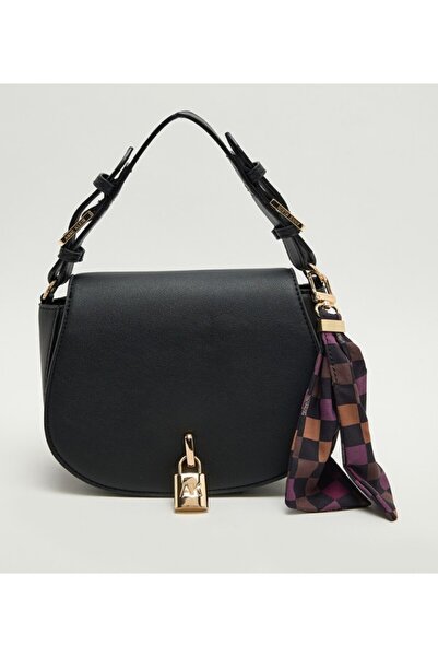 Anne Klein Logo Detail Scarf Detail Flap Shoulder Bag