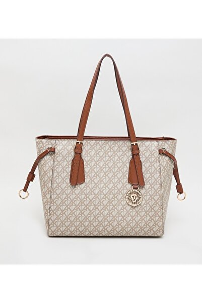 Anne Klein حقيبة تسوق من الجلد الصناعي بنقشة الأحرف الأولى