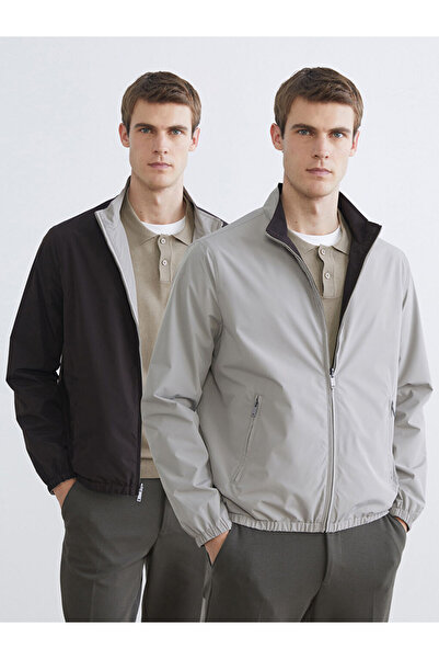 LC Waikiki Southblue Beige Standard Fit Stand Collar Men's Coat