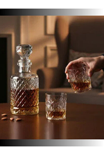 MADAME LUDA Timess 5 Piece Whiskey Glass. Decanter and Carafe Set. Set. (4 Wh...