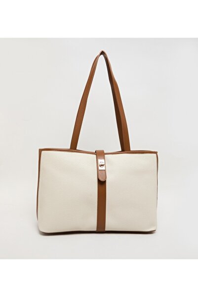 Anne Klein حقيبة تسوق من البولي يوريثان بتفاصيل متباينة