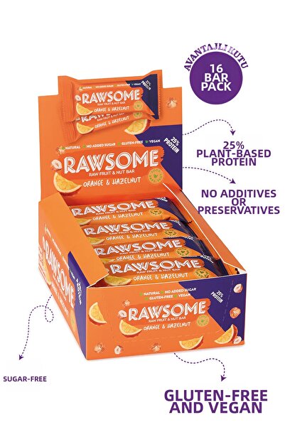Rawsome لوح نباتي عالي البروتين خالي من الغلوتين مع البرتقال والبندق - 40 جم ...
