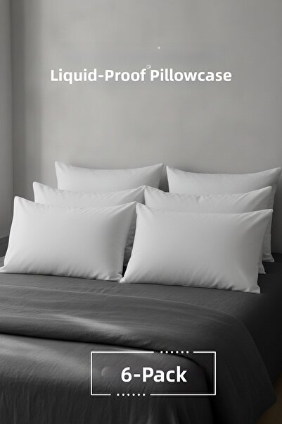 YUNUSOĞLU HOME 6 Pieces Liquid-Proof Microfiber Pillow Protector Set - Waterp...