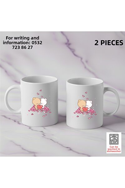 Ceymas Hediyelik Gift Bubu Dudu Couples Coffee Cup Gift Custom Printing (Doub...