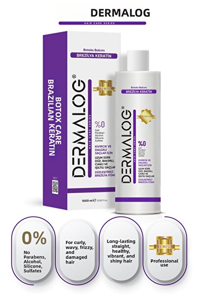 DERMALOG بوتكس الشعر والكيراتين البرازيلي - سلسلة بريميوم الاحترافية 1000 مل