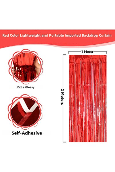 OEM Red Color Extra Metallized Shiny Fringed Background Curtain Imported A Qu...