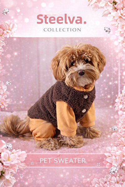 STEELVA سترة وملابس للقطط والكلاب من الصوف باللون البني