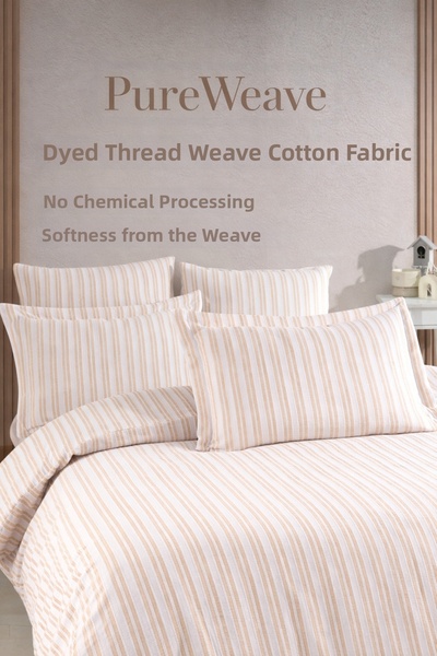 NazeninHome Pureweave Yarn-Dyed Natural Knitted Woven Bedding Set Single Size...