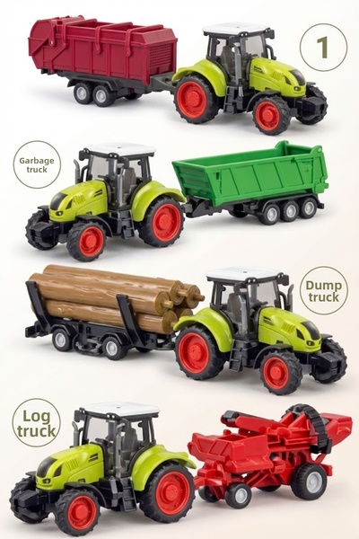viyolmarketim مجموعة من 4 ألعاب جرارات - مركبات المزرعة مع مقطورة - لعبة مركب...