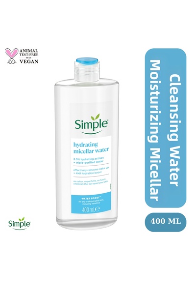 Simple ماء ووتر بوست المرطب والميسيلار لتنظيف المكياج للبشرة الجافة والحساسة ...