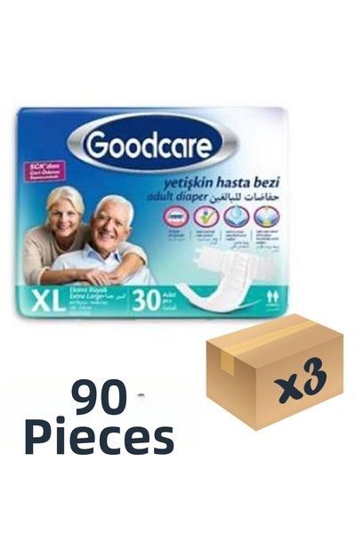 Goodcare Adult Patient Diapers with Waistband Xlarge 3 Pack of 30 90 Pieces