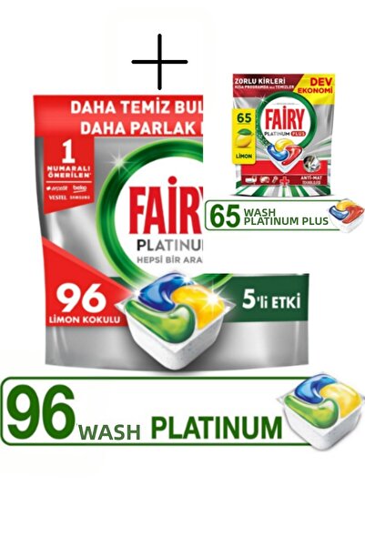 Fairy Platinum Dishwasher Capsule 96 Washes Lemon Scented+Fairy Platinum 65 T...