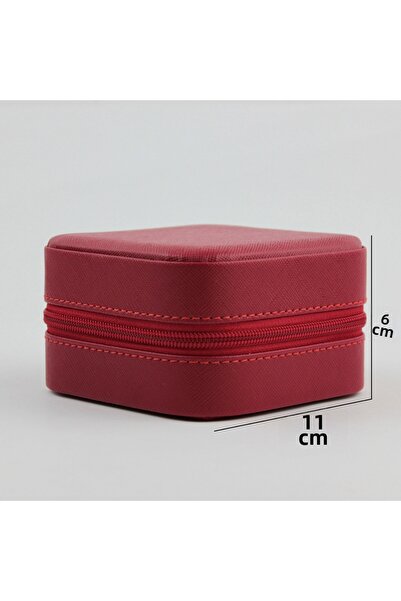 Luseda منظم مجوهرات صغير محمول متعدد الاستخدامات باللون الأحمر