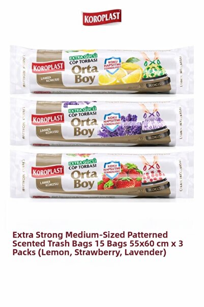 Koroplast Extra Strong Medium Size Drawstring Patterned Scented Garbage Bags ...