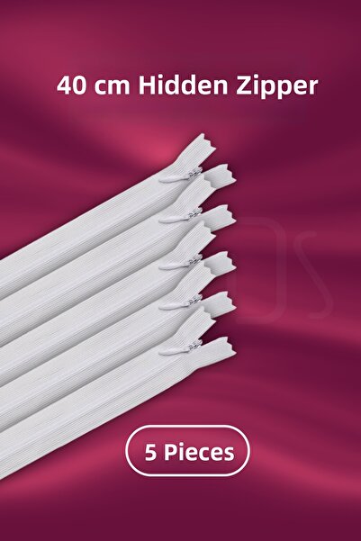 Moud's White Hidden Zipper 40cm 5 Pieces