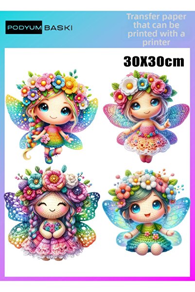 podyum baskı Iron-On Textile Dtf Printing T-Shirt Printing with Mesh Fairy Gi...