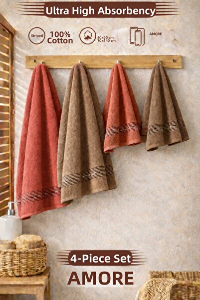 BAMİROSE 50x90 70x140 CM AMORE BATH SET DE PROSOAPE DE BAIE 4 PIESE, PROSOAPE...