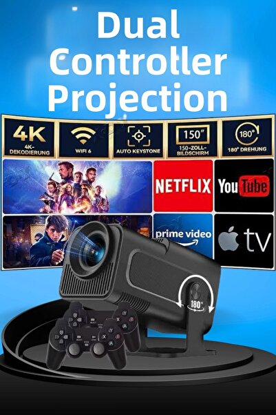 Twin Store جهاز عرض سينمائي محمول يعمل بنظام أندرويد باللون الأسود، يدعم إصدا...