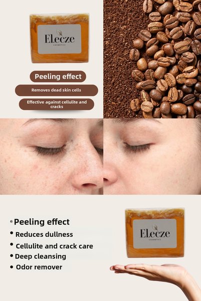 Elecze cosmetıcs Natural Coffee Soap – Exfoliating, Anti-Freckle, Anti-Cellulite, Anti-Stretch Mark and Anti-Bad Odor Moisturizer
