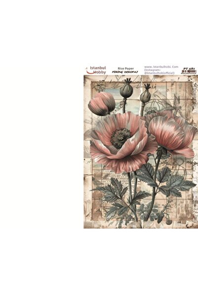 İstanbul Hobi ورق ديكور نحاسي 30×42 سم PT-581 زهور