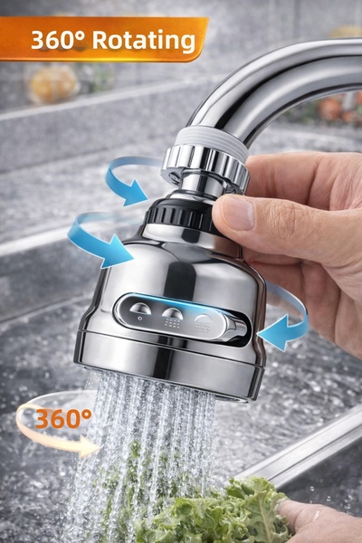 MericLine 3 Modes 360 Degree Rotating Chrome Faucet Head Water Saving Kitchen...