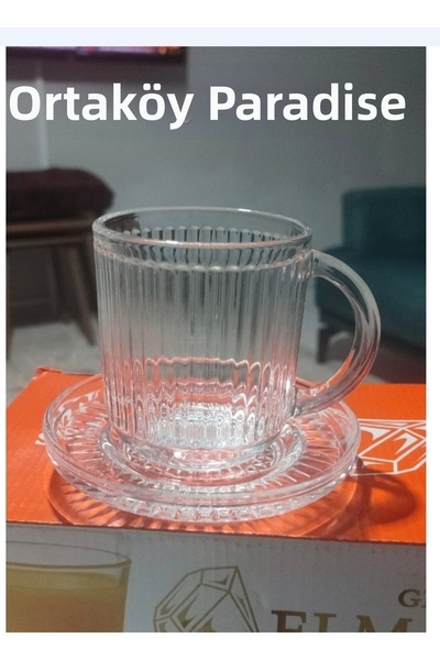 ORTAKÖYCENNETİ 6-Person 12-Piece Glass Gardenia Tea Set Stylish Design 200 Cc...