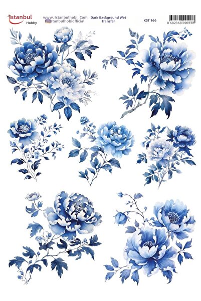 İstanbul Hobi Dark Background Water Transfer Paper 25X35Cm Kst-166 Flower