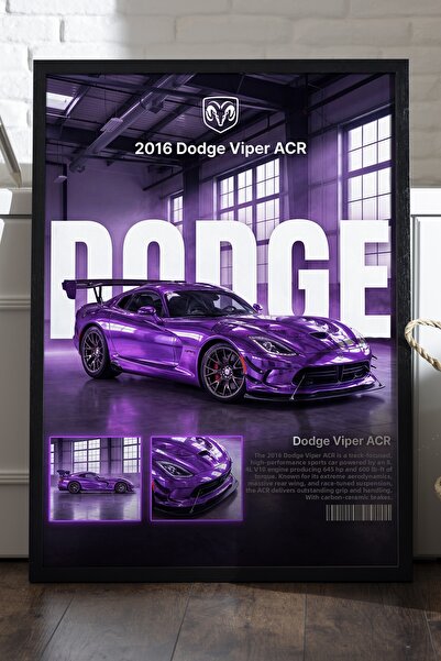 Duvarda Poster cu ramă din lemn negru Dodge Viper, pictură decorativă de pere...