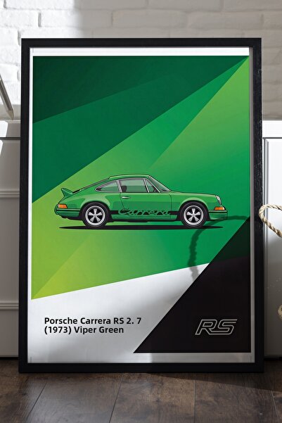 Duvarda Poster Porsche RS cu ramă din lemn negru, pictură decorativă de peret...